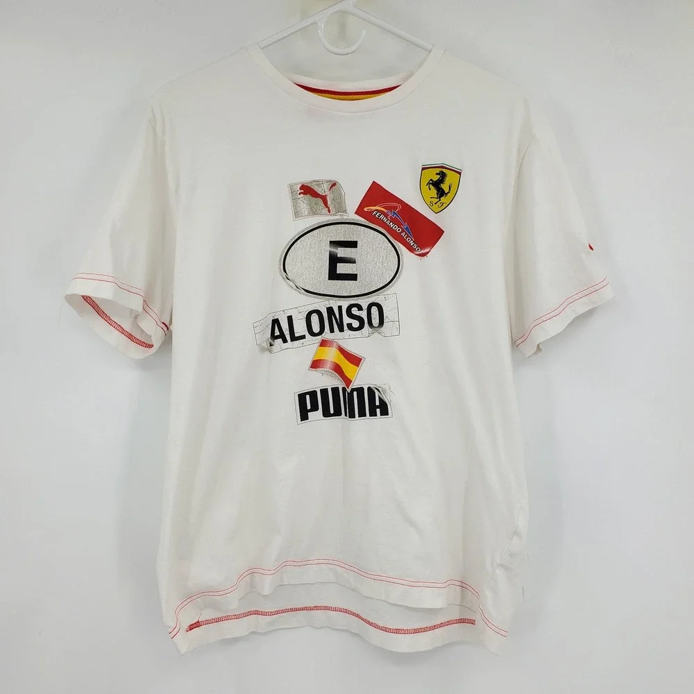 Puma Scuderia Ferrari Fernando Alonso White Graphic‎ T-Shirt Men's Large
